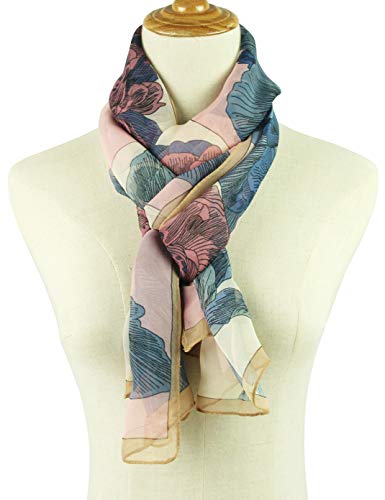 PANTONIGHT Long Chiffon Fashion Scarf Lightweight Chiffon Sheer for women - color: Pink 727