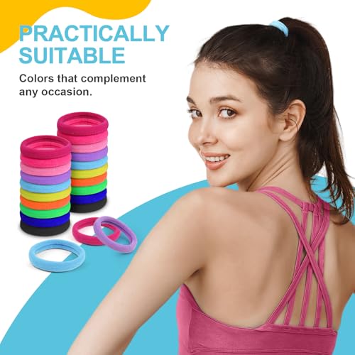 HOYOLS Seamless Hair Band Small Hair Ties Ponytail Holder No Crease Damage 4cm (10 Multi Color Set) - color: Baby Mixed Color