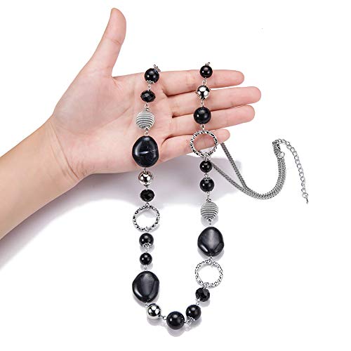 PEARL&CLUB Long Beaded Necklaces For Women - Sweater Chain Fashion Jewelry Necklace Gifts For Women - color: 23-Black