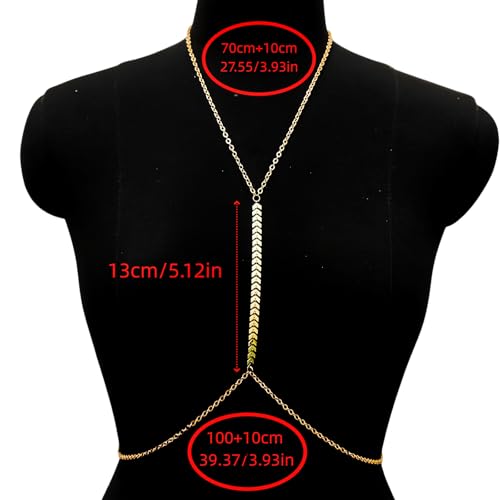 14k Gold Plated Cross Waist Body Chain for Women, Sexy Bra Body Chains & Belly Chain, Waist Beach Jewelry for Vacation Accessories - style: Gold - Row Chain