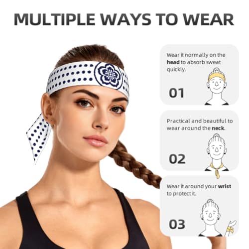 Sports Tie Headband Bandana Running Athletic Sweat Band Elastic Adjustable Sport Head Tie for Men Women Head Ties Ninja Tie Headbands Tennis Sweatbands Soccer Basketball Teams Running Head Band - color: Warrior