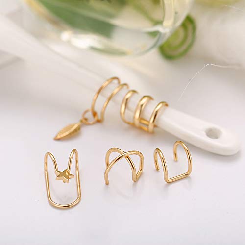 Ear Cuffs Non Piercing Sparkly Cuffs for Women Non Piercings Hypoallergenic Fake Piercings Sparkle Clip On Earrings Bling Cartilage Earring Ear Cuff Earrings for Women Dainty Earring - style: 2 - G 2PCS