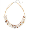 Noessla Beaded Statement Necklaces for Women Layered Chunky Bead Necklace Fashion Costume Jewelry Gifts for Mom - color: Champagne Brown