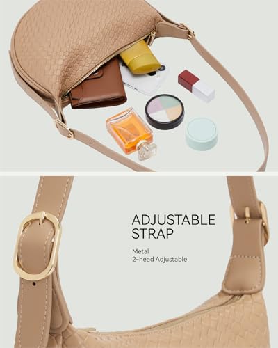 BOSTANTEN Purses for Women Crescent Crossbody Bag Vegan Leather Shoulder Hobo Handbag Adjustable Strap - color: Small Apricot