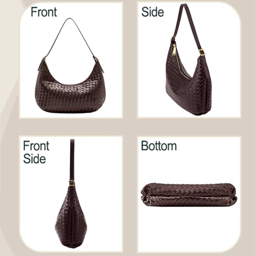 Shoulder Bag Handbag for Women Crossbody Tote Bags Woven Purse Clutch Women's Medium Underarm Hobo With Pocket Large - color: Deep Purple