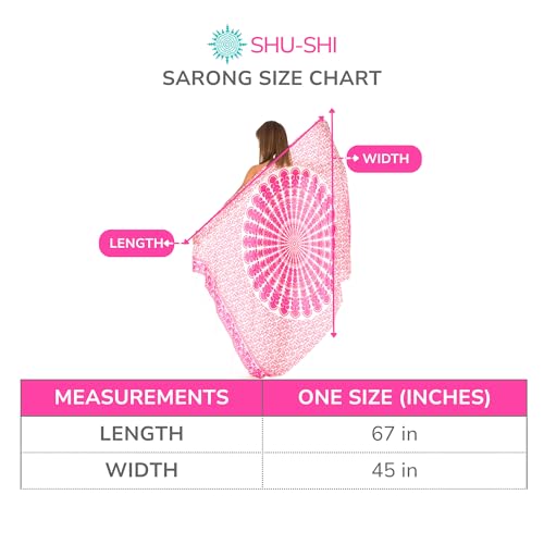SHU-SHI Sarong Wraps for Women Long Beach Cover ups Pareo Bathing Suit Wrap Skirt Mandala Sarongs Coverup - color: Red/Pink/White