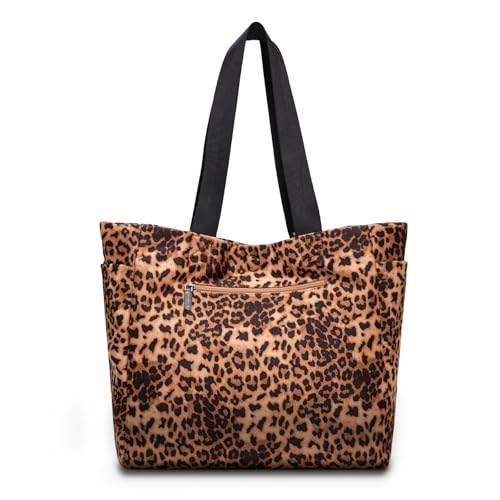 Montana West Wrangler Large Tote Bag for Women Designer Leopard Print Purse for Travel Work Gym - color: Leopard
