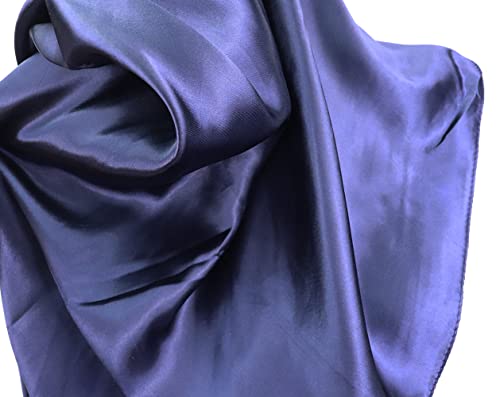 vabovin Satin Head Scarf for Women Solid Color, 35×35 in | Silk Feel Neckerchief, Hair Scarf, Fashion Bandana, Headscarf, Headband, Hair Wrap Sleeping, Daily Fashion Styling - color: 218 Midnight Blue