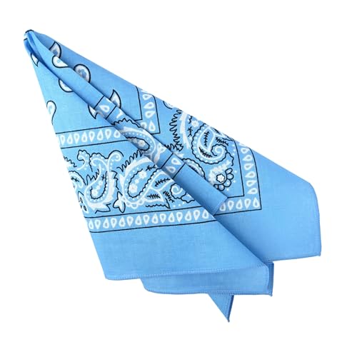 Motique Accessories 22 Inch Cotton Paisley Bandana - color: Light Blue
