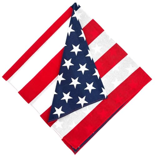 MDSTYLE 100% Cotton Bandana for Men & Women 22" x 22" Paisley Pattern Handkerchief Headband Scarf - color: American Flag