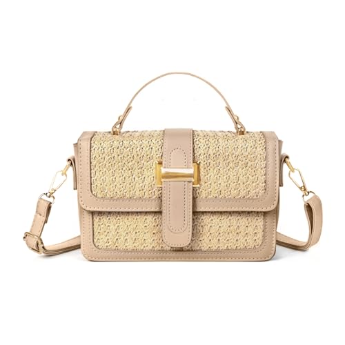 Straw Crossbody Bags for Women Summer Straw Clutch Bag Woven Beach Purse Vacation Handbags | Straw - color: A Khaki