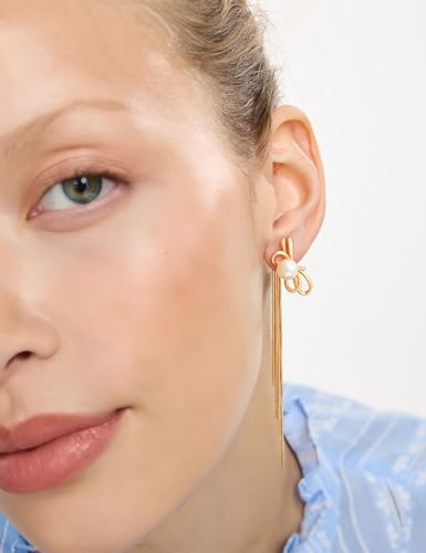 Long Dangle Earrings for Women – Elegant Dainty Tassel 18K Gold Plated Earrings for Womens in Prom Lightweight and Hypoallergenic Dangling Gold Earings for Women and Teens - color: Isabella Gold