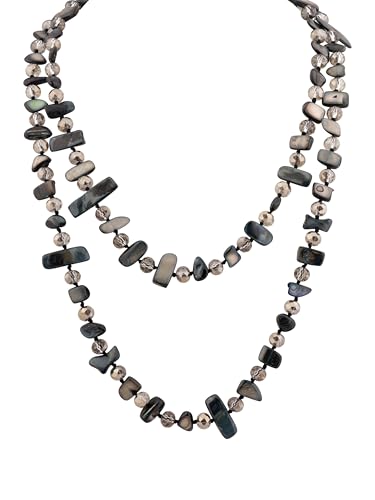 MINACHI Colorful Irregular Beaded Long Necklace, Coated Reflective Glass Beads, Bohemian Vintage Chunky Costume Jewelry for Women - style: Necklace NECK.002