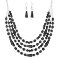 Errally Layered Beaded Statement Necklace Multi Strand Crystal Beads Collar Necklace and Earring Sets for Women Fashion Costume Jewelry Set Gifts for Her - color: Black