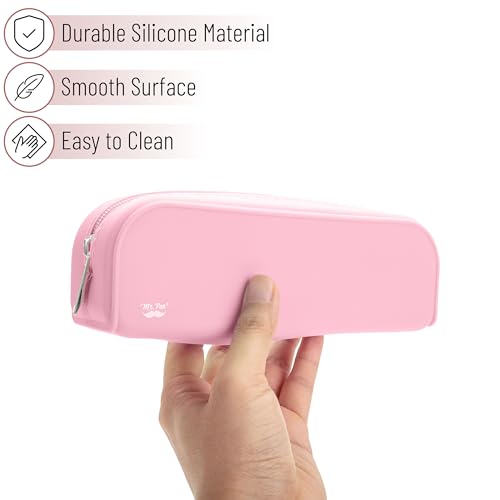 Mr. Pen- Silicone Pencil Case, Light Pink Pencil Pouch, Pencil Case Small | Multifunctional Pouch for Stationery, Cosmetics and Electrical Goods Storage - color: Light Pink