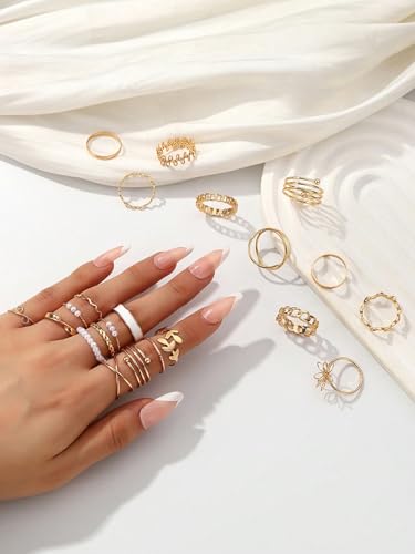 Gold Stackable Rings Set Moon Star Design Adjustable Rings for Everyday Wear Mid FingerPinky Ring Trendy Jewelry Gifts - color: K