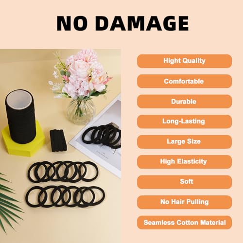 80pcs Black Thick Hair Ties for Women, 2.36 IN Large No Metal Ponytail Holders, Heavy Duty Elastic Hair Bands, Durable No Damage Hair Elastics for Thick & Curly Hair, Strong Hold - color: 2.36 IN -Black Thick Hair ties
