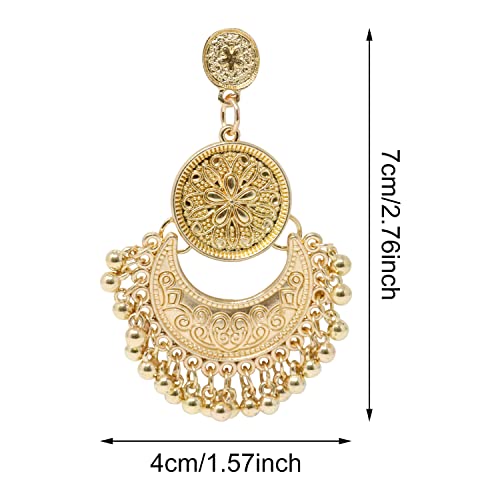 Honbay Bohemian Fashion Earrings National Style Retro Earrings Gypsy Dangle Earrings - color: Gold