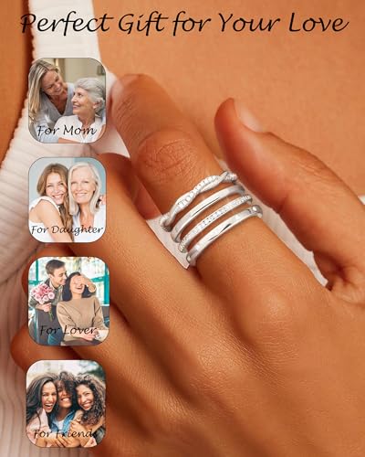 TOBENY Stackable Silver Gold Rings for Women Non Tarnish 14K Gold Plated Cubic Zirconia Ring Set Trendy Dainty Engagement Wedding Bands Thumb Rings Stacking Promise Statement Rings Jewelry Size 6-10 - color: 02-4Pcs Silver Stacking Rings