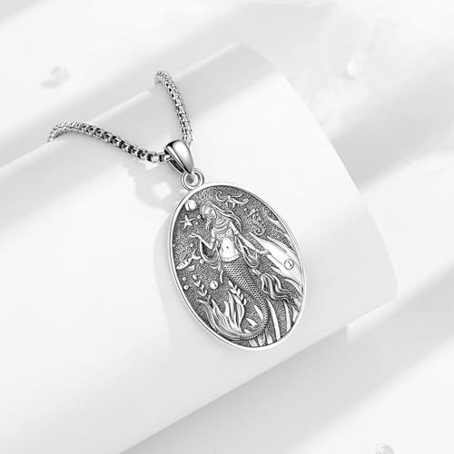 INFUSEU Mystical Hecate Triple Moon Goddess Necklaces, Divine Feminine Protection Gifts - style: Mermaid
