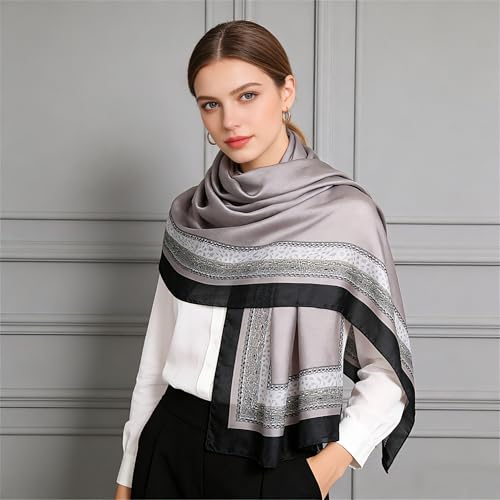Silk Scarf Mulberry Silk Fashion Scarves Long Lightweight Shawl Wrap … - color: W51