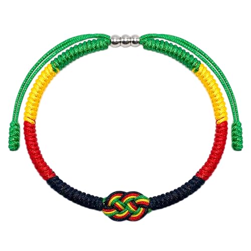 LAMIBEE Infinity Country Pride, Country Flag Code Bracelet, Protection and Lucky Sufer String Bracelet, Tibetan Wrist Wrap Bracelet, Boho Style Rope Bracelet for Women, Men, String Thread Bracelets - style: Africa Pride