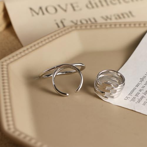 2Pcs Chunky Gold Geometric Statement Knuckle Rings Set Adjustable Irregular Open Thumb Ring Vintage Two Finger Joint Midi Jewelry Metal Accessories for Women