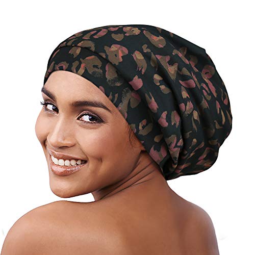 Alnorm Soft Satin Lined Beanie Cap for Men & Women Casual Turban - color: Brown Print