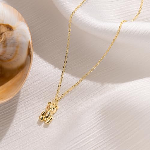 LLWOM Gold Necklace for Women-14k Gold Plated Infinity Necklace Star Of David Necklace Evil Eye Cross Pendants Heart Dainty Gold Necklace For Women - color: Gold, style: Bear Necklace