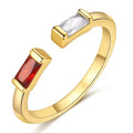 TOBENY Gold Birthstone Rings for Women 14K Gold Plated Adjustable Rings Non Tarnish Gold Stackable Rings Dainty Emerald Green Cubic Zirconia Ring for Mother Daughter Birthday Jewelry Gifts - color: Jan+Apr