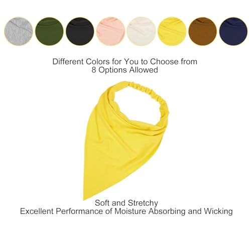 WOVOWOVO 8 Pcs Hair Scarf Headband for Women Girls Non Slip Elastic Boho Triangle Head Scarf Bandana - color: Dry Leaf Gold