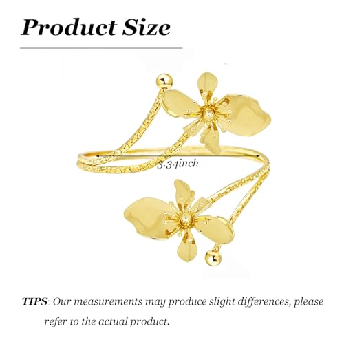 Arm Cuff Jewelry for Women Adjustable Flower Cuff Bangle Bracelet Gold Armband Upper Jewelry Gifts for Women Boho Western Accessories - color: A3:gold flower