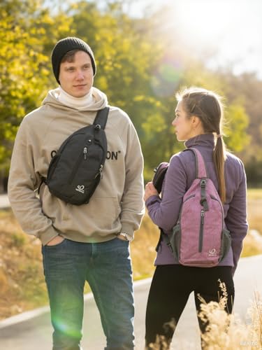 WATERFLY Crossbody Sling Backpack Sling Bag Travel Hiking Chest Bag Daypack (Black) - color: Black