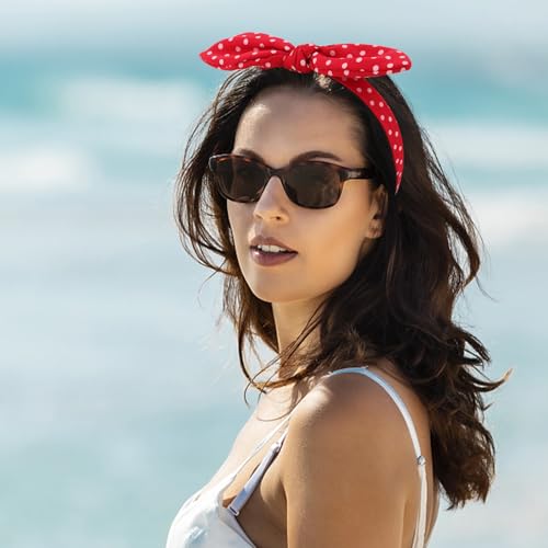 Jaciya Red Polka Dot Bow Headbands, Retro Bunny Ear Knotted Headbands with Bow, Vintage Hair Accessories for Women Daily Outfit & Party Styling - color: Red Polka Dot