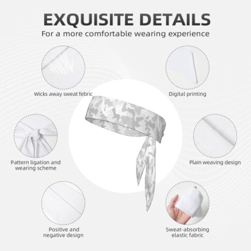 Sports Tie Headband Bandana Running Athletic Sweat Band Elastic Adjustable Sport Head Tie for Men Women Head Ties Ninja Tie Headbands Tennis Sweatbands Soccer Basketball Teams Running Head Band - color: Grey Camo