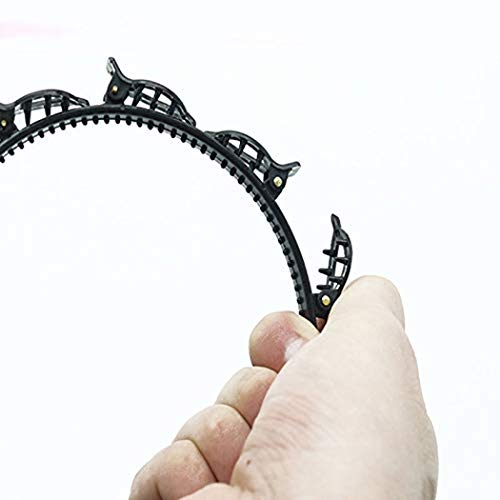 Double Layer Twist Plait Black Headband Hair Tools, Double Bangs Hairstyle Hairpin, Multi-Layer Hollow Woven Headbands, Hairband with Alligator Clip (Black) - color: Black