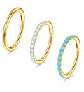 3pcs Nose Rings Hoops - 316L Surgical Steel Nose Hoops 16G/18G/20G CZ Opal Turquoise Clicker Septum Nose Ring Lip Helix Cartilage Hoop Earring Daith Rook Conch Body Piercing Jewelry for Women Men 6mm 8mm 10mm - color: Gold, size: 18 gauge(1.0mm)-6mm