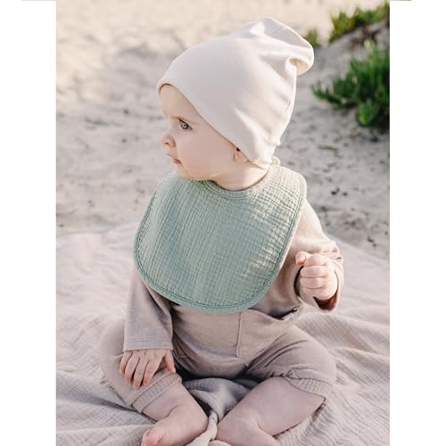 Konssy Muslin Baby Bibs 8 Pack Baby Bandana Drool Bibs Cotton for Unisex Boys and Girls, Soft Absorbent Set for Teething and Drooling - color: Black