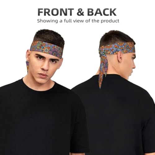 Sports Tie Headband Bandana Running Athletic Sweat Band Elastic Adjustable Sport Head Tie for Men Women Head Ties Ninja Tie Headbands Tennis Sweatbands Soccer Basketball Teams Running Head Band - color: Boho
