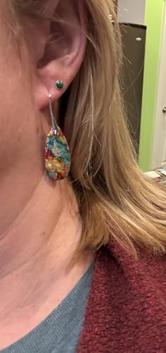SELOVO Stone Fishhook Dangle Drop Earrings Statement Earrings for Women Stone - color: Multicolor-Gold Color Hook