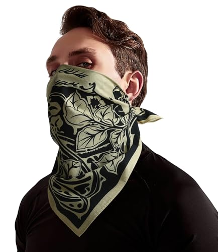 21"x21" Soft Cotton Bandana for Men and Women Unisex Head Wrap Scarf Headband Face Mask for Outdoor - color: Qm-florafox