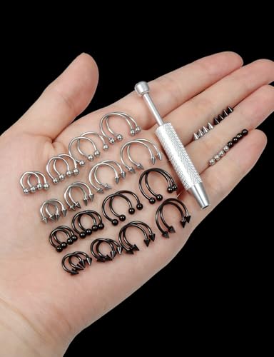 Surgical Stainless Steel 16G Septum Piercing Jewelry Rings Set for Women Men, Hypoallergenic Body Jewelry, Mixed, Pack Daily Party Wear