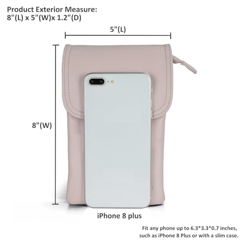 befen Genuine Leather Small Crossbody Bags for Women Cell Phone Bag Cross Body Purses,Silver Zipper - color: Light Beige Pink