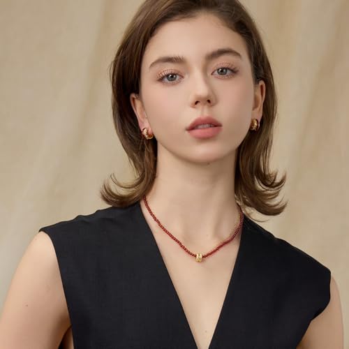 ARSIS 18K Gold Plated Shell Pearl Necklace for Women, 35"/45" Long Dainty Pearl Layering Necklace Beaded Choker, Vintage Boho Strand Necklace Vacation Jewelry Gift for Birthday Anniversary Party - color: Gold Ring Pendant