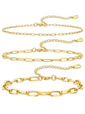 ChainsHouse Ankle Bracelets for Women, Stainless Steel Chain Anklets Waterproof, Women Summer Beach Jewelry Gift, Come with Box - color: 03. 3Pcs-(2+3+6mm)-Paperclip-14K Gold