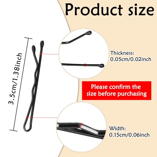 YINGFENG 220 Count Mini Wavy 1.38 Inch bobby pins black with Storage Box, Suitable for All Hair Types, Hair Clips for Kids, Girls and Women - color: Black（1.38inch）