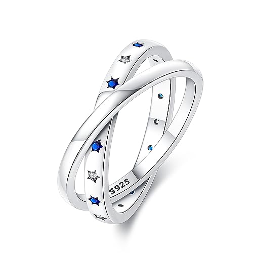 KUNSIR 925 Sterling Silver Rings Classic Cubic Zirconia Eternity Promise Statement Anniversary Wedding Bands Engagement Rings for Women Infinity Forever Love Ring Size 7-9 - style: Star Ring
