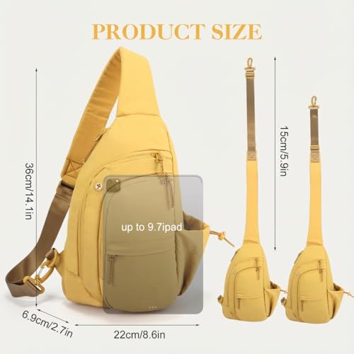 Sling Bag for Women, Anti-Theft RFID Nylon Crossbody Purse with Adjustable Strap for Travel & Shopping - color: Yellow