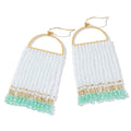 Bohemia Beaded Dangle Earrings - Handmade Seed Bead Earrings, Statement Beaded Tassel Earrings for Women - color: MINT GREEN