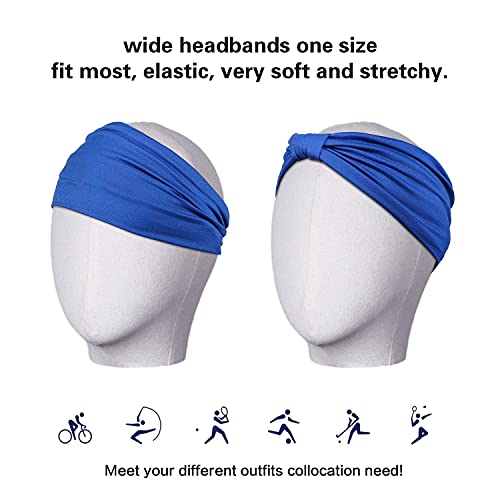 GiLi 6 Pack Wide Headbands for Women Non Slip Soft Elastic Hair Bands Yoga Running Sports Workout Gym Head Wraps, Knotted Cotton Cloth African Turbans Bandana (with 6 Pcs Hair Ties) - color: 6 Color (Black+Brown+Red+Green+Blue+Pink)